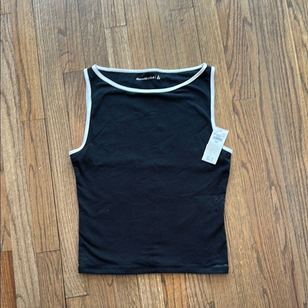 A&F Black Sleeveless Top with White Trim